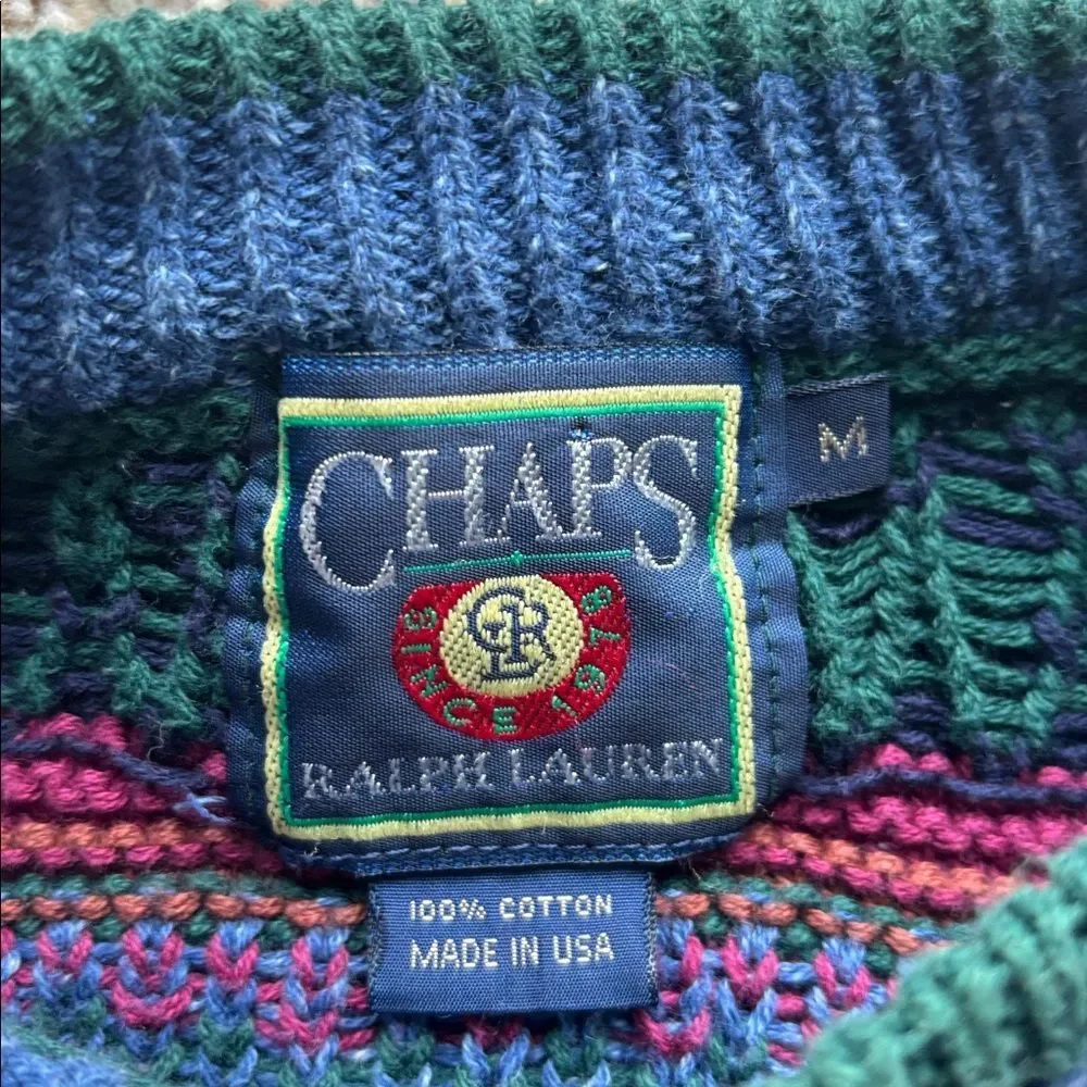 RARE VTG 90’s Chaps Ralph Lauren Polo Navajo Southwest Crew Sweater MIUSA M